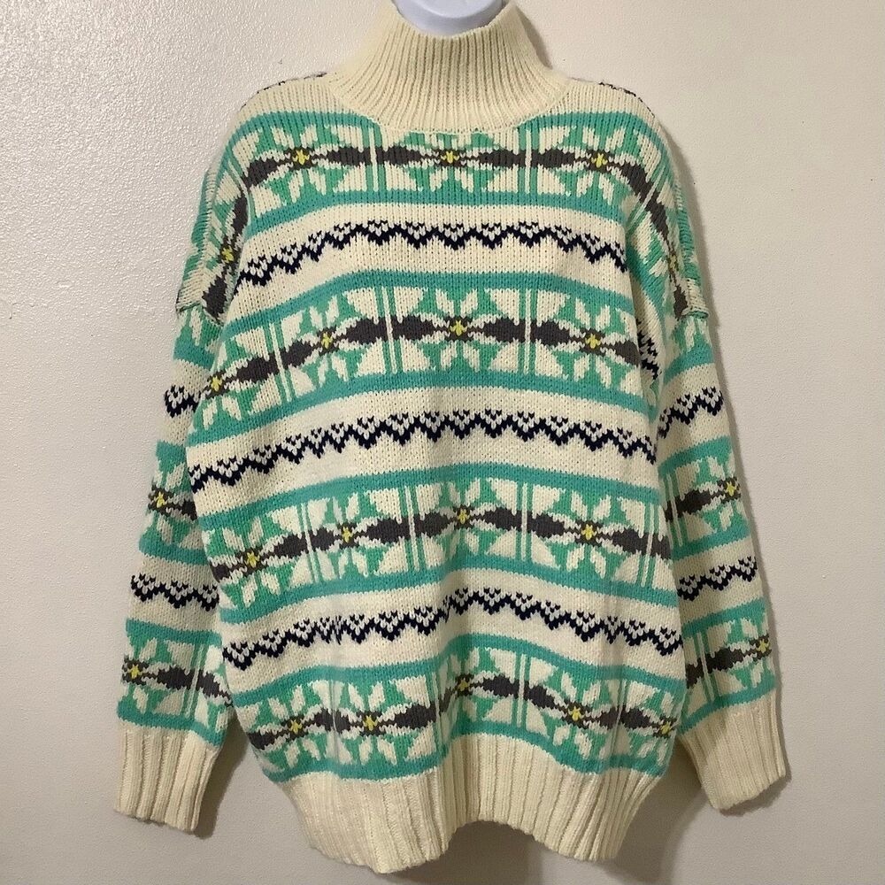 American Eagle Fair Isle Sweater S Oversized Knitted Retro Nordic Cottagecore